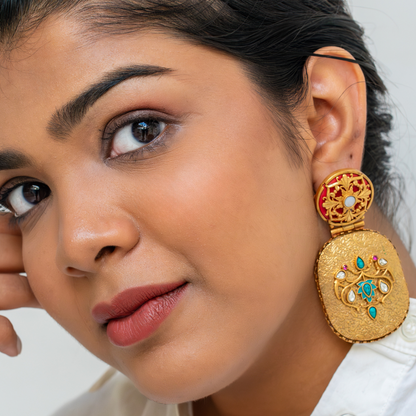 Red Sinhasan Earrings