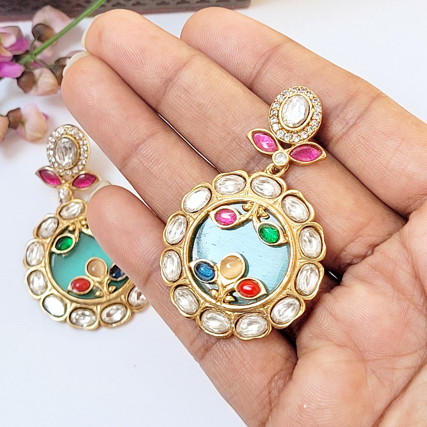 Mint Mukhi earrings