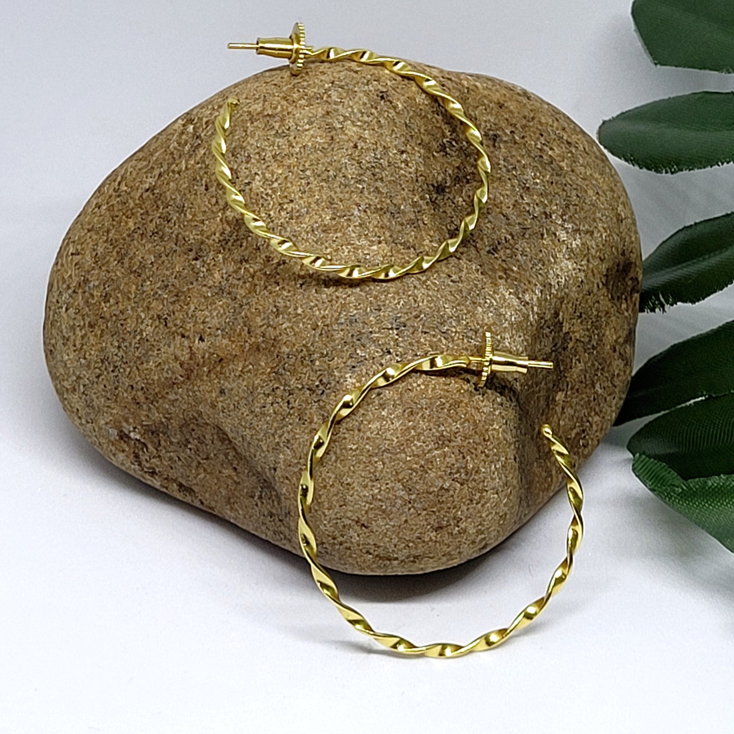 Gold VineHoop Gold Earrings