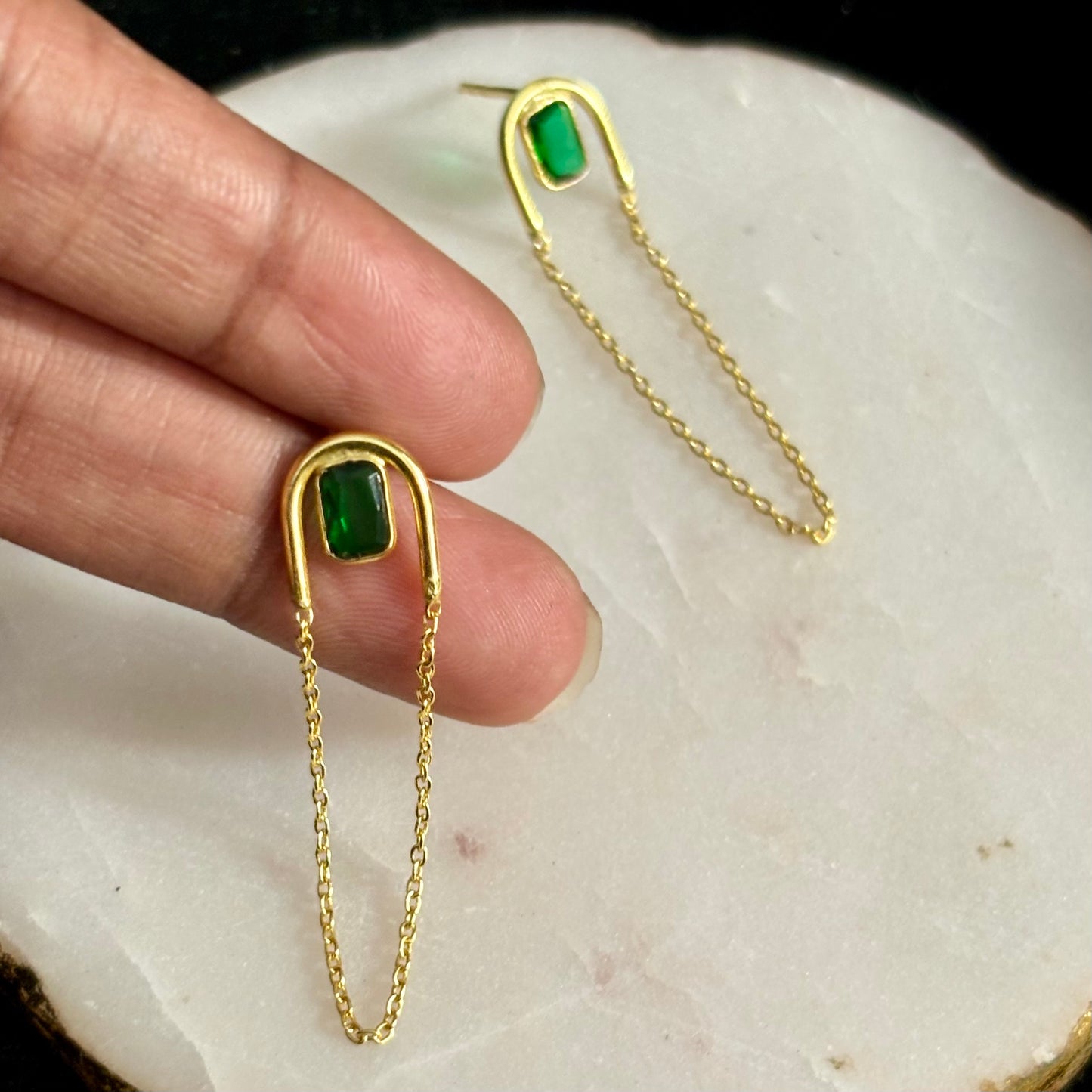 Green Glam Dew Earrings