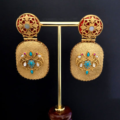 Red Sinhasan Earrings