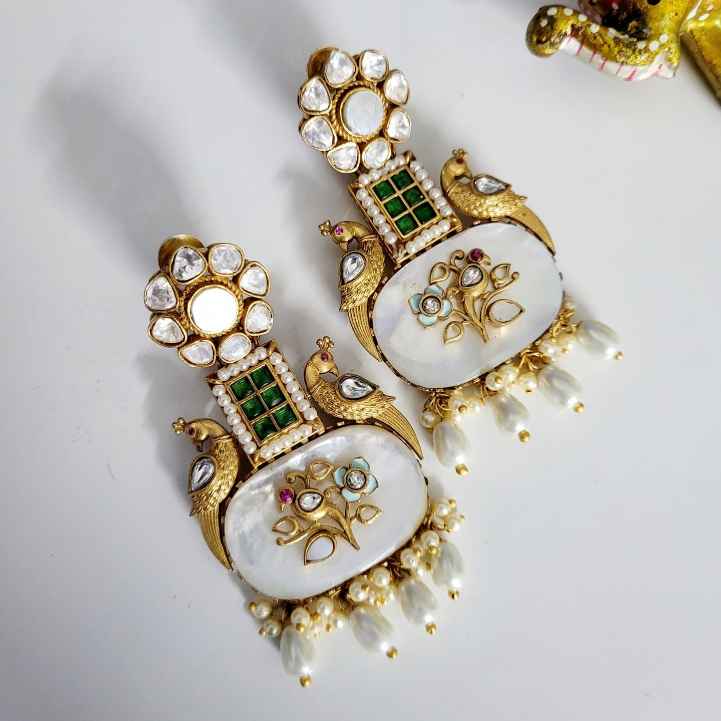 White Jharokha earrings