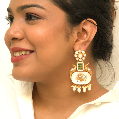 White Jharokha earrings