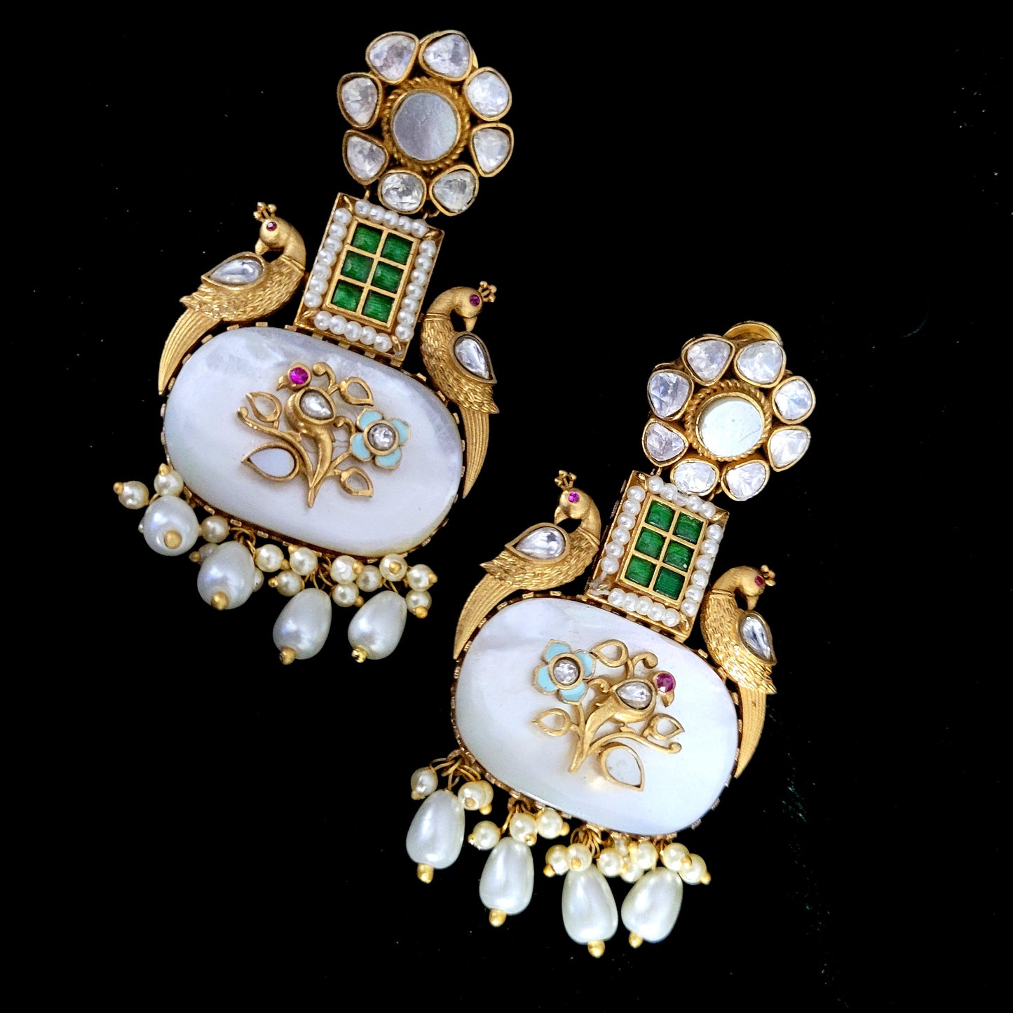 White Jharokha earrings