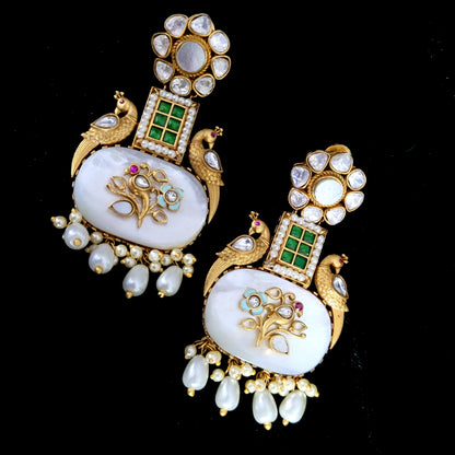 White Jharokha earrings