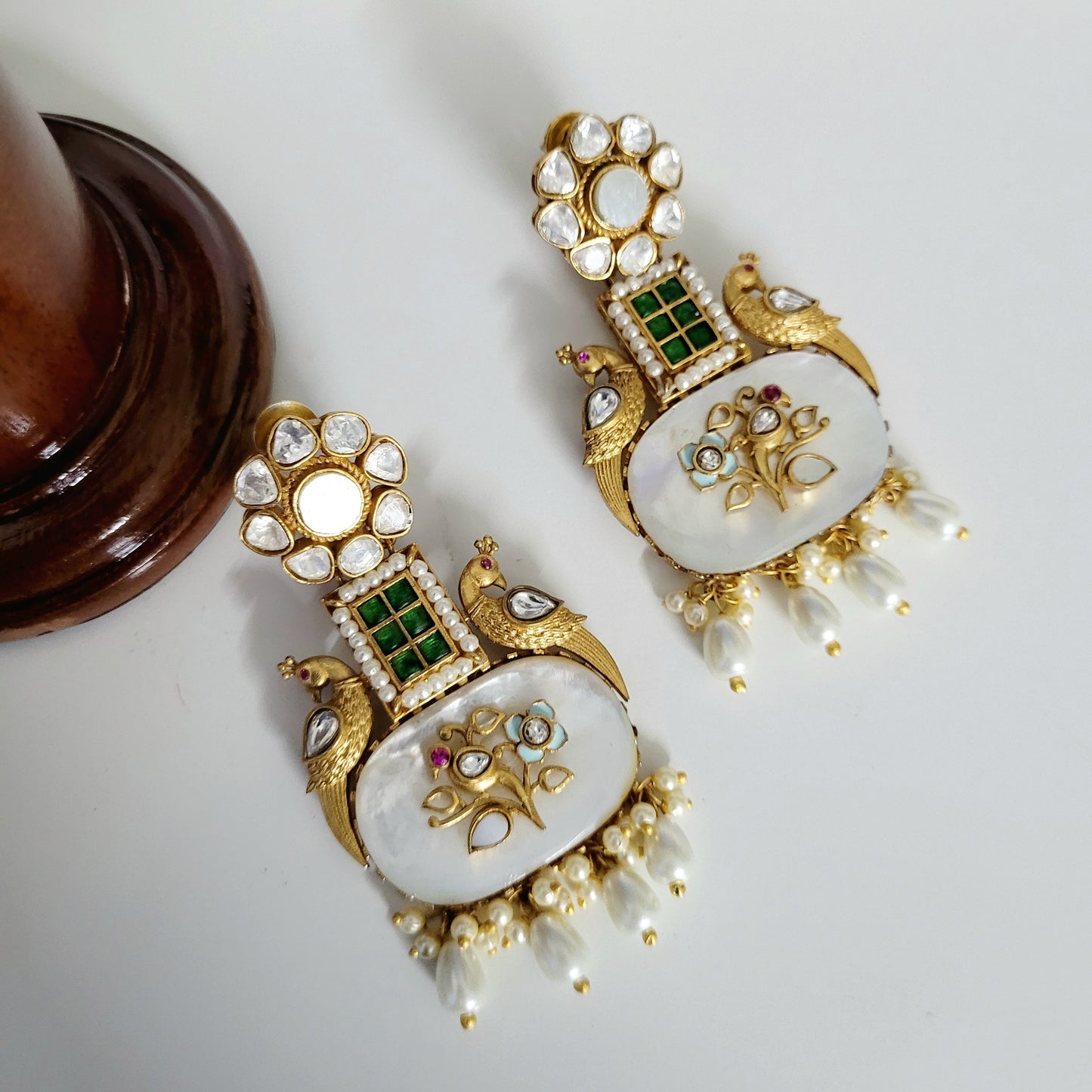 White Jharokha earrings